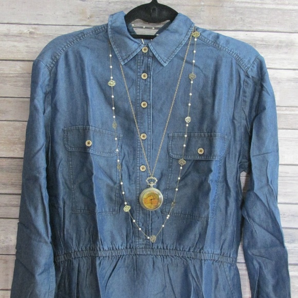 Relished Blue Chambray Shirt Button Front Dress - Picture 5 of 7